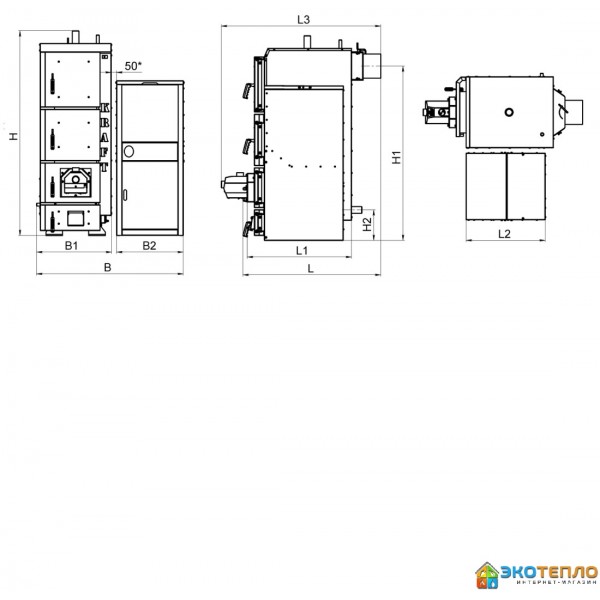 Котел на твердом топливе для отопления 97 кВт 